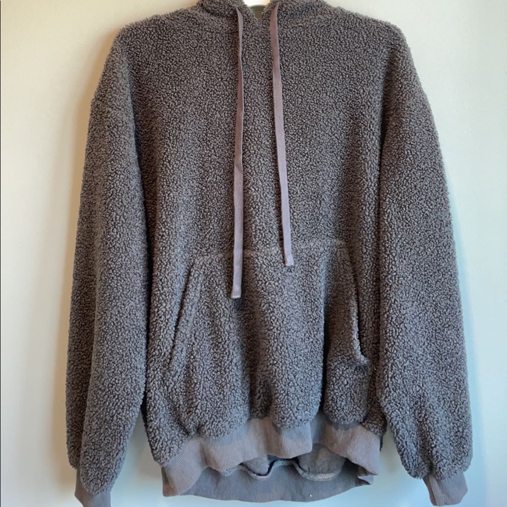 Grey fuzzy sweatshirt oversized work 2x